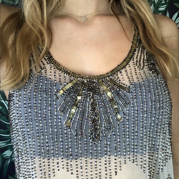 Vintage Style Beaded Tank Top Scalloped Hem - Picture 14 of 15